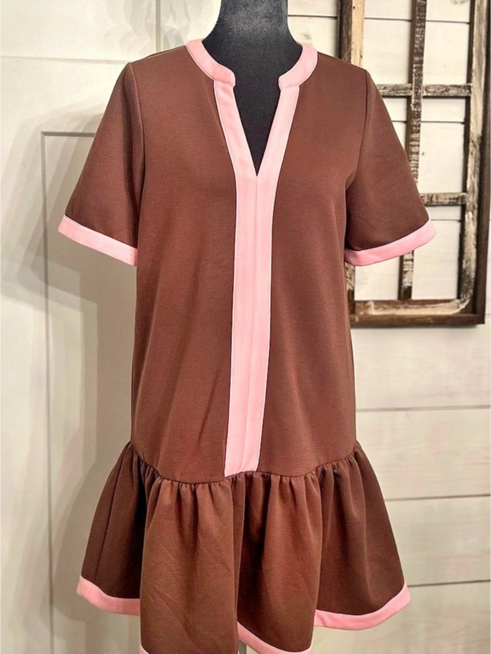 Mini Dress Brown & Pink NWT